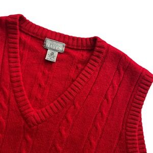 Christopher Hayes Mens XL Red 100% Pure Wool Cable Knit Sweater Vest Grandpa VTG